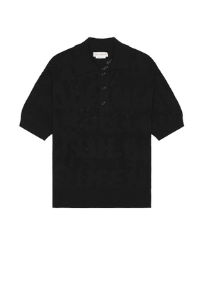 Alexander McQueen Short Sleeve Polo in Black - Black. Size L (also in M, XL/1X).