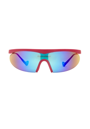 District Vision Koharu Eclipse in Metallic Red & D+ Blue Mirror - Red. Size all.