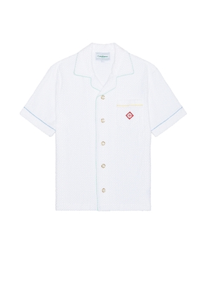 Casablanca Towelling Short Sleeve Shirt in White - White. Size L (also in M, S, XL/1X).