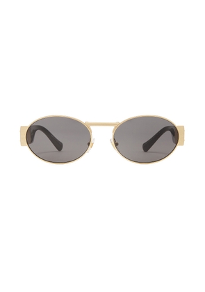 VERSACE Oval Sunglasses in Matte Gold - Grey. Size all.