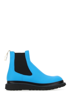 Loewe Fluo Light-Blue Leather Ankle Boots