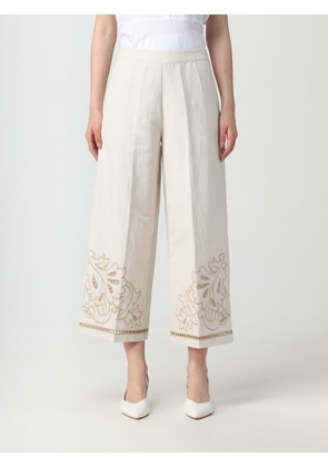 Twinset pants in linen and lurex