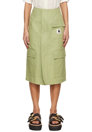 sacai Green Carhartt WIP Edition Midi Skirt