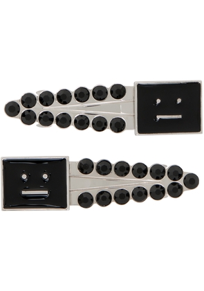 Acne Studios Two-Pack Black & Silver Logo Hair Clips
