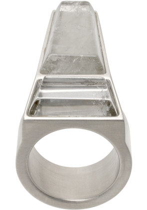 Rick Owens Silver Crystal Trunk Ring