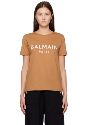 Balmain Tan Printed T-Shirt