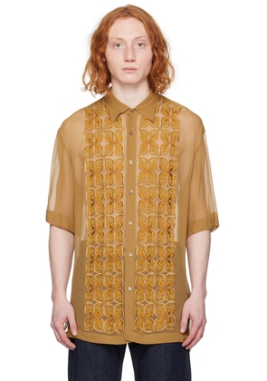 Dries Van Noten Tan Embroidered Shirt