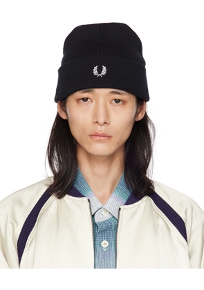 Fred Perry Black Embroidered Beanie