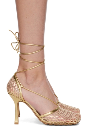 Bottega Veneta Gold Stretch Lace-Up Sandal