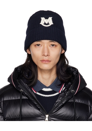 Moncler Navy Ribbed Beanie