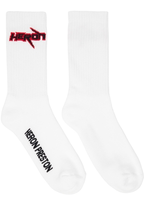 Heron Preston White Race Heron Socks