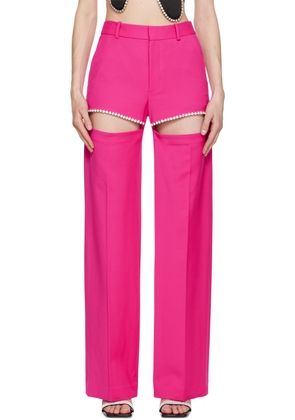 AREA Pink Crystal Slit Trousers