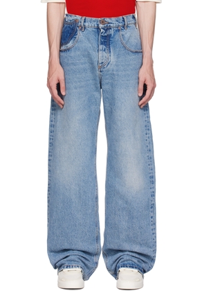 Balmain Blue Contrasted Pocket Jeans