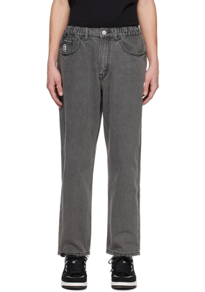 AAPE by A Bathing Ape Gray Moonface Patch Jeans
