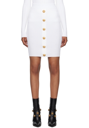 Balmain White Button Midi Skirt