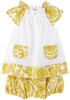 Versace Baby White & Gold Barocco Dress & Bloomers