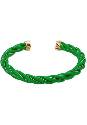Bottega Veneta Green & Gold Twist Cuff Bracelet