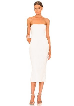 LaQuan Smith Strapless Midi Dress with Pockets in White. Size S, XS.