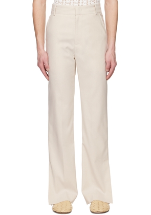 young n sang Beige Contrast Stitching Trousers