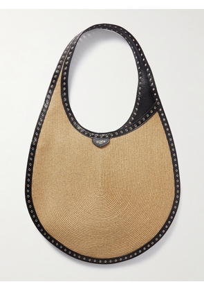 Alaïa - One Piece Medium Embellished Leather-trimmed Raffia Shoulder Bag - Neutrals - One size