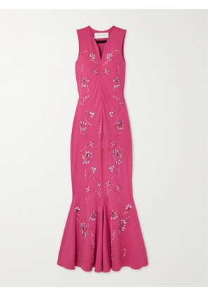 Conner Ives - Crystal-embellished Recycled Stretch-jersey Maxi Dress - Pink - x small,medium