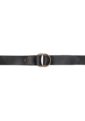 RRL Black Leather Double-O-Ring Belt