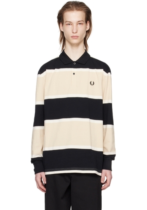 Fred Perry Black & Beige Striped Polo