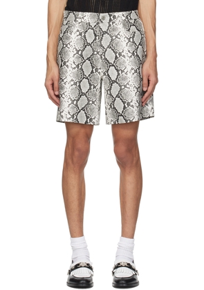 System Gray Printed Faux-Leather Shorts