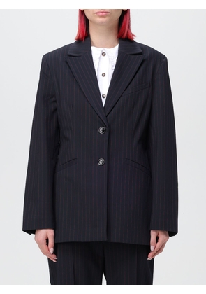 Ganni blazer in recycled viscose blend with pinstripe pattern