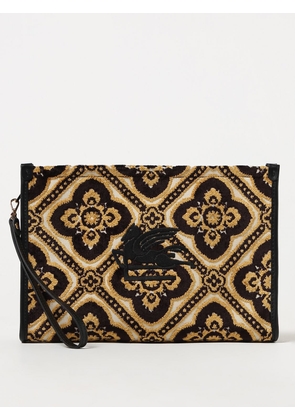 Etro clutch in jacquard fabric and chenille with logo