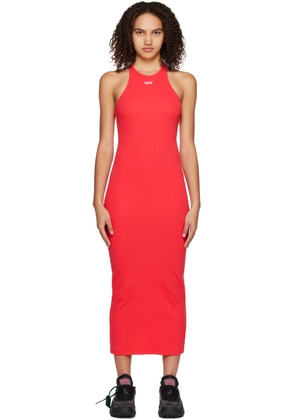 Off-White Red Off Stamp Maxi Dress