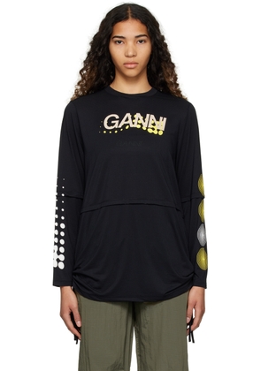 GANNI Black Active Layered Long Sleeve T-Shirt