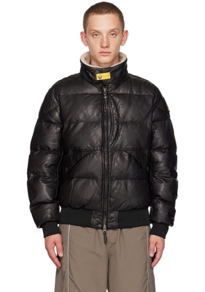 Parajumpers Black Alf Leather Puffer Jacket