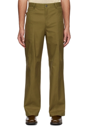 Solid Homme Khaki Paneled Trousers