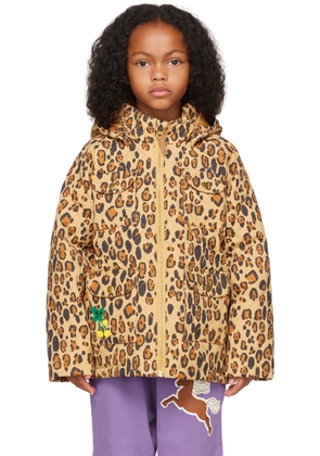 Mini Rodini Kids Brown Quilted Leopard Jacket