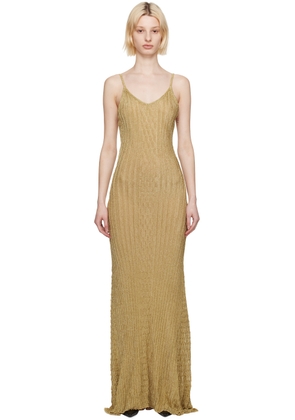 Victoria Beckham Gold V-Neck Maxi Dress