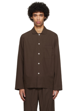 Tekla Brown Long Sleeve Pyjama Shirt