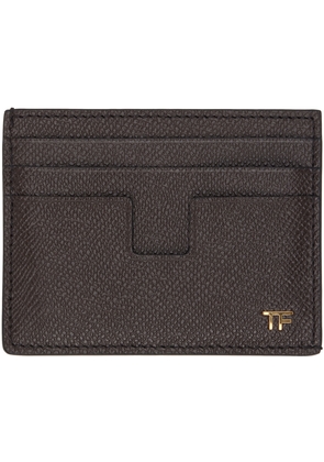TOM FORD Brown Small Grain Leather Card Holder