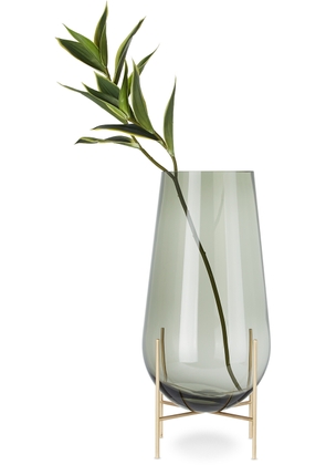 MENU Smoke Glass & Brass Medium Échasse Vase