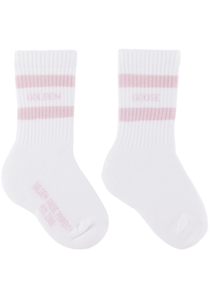 Golden Goose Kids White & Pink Striped Socks