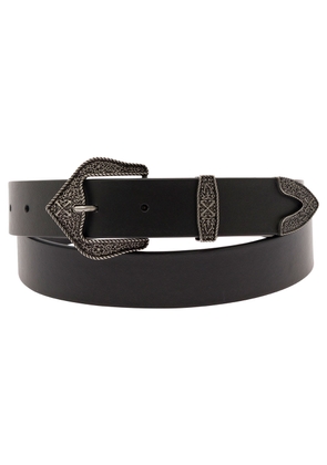 Off-White Belt With Western Buckle In Leather