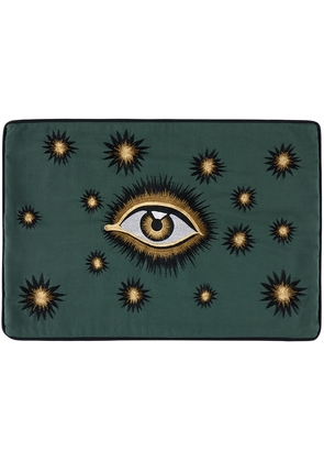 Les-Ottomans Green Embroidered Eye Cushion Case