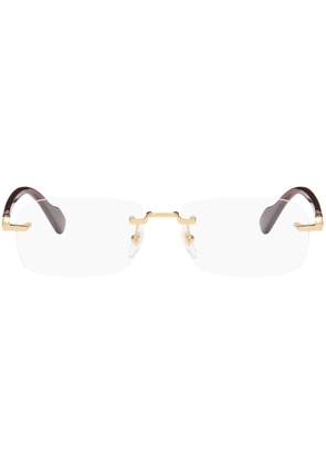 Gucci Gold & Burgundy Rectangular Glasses