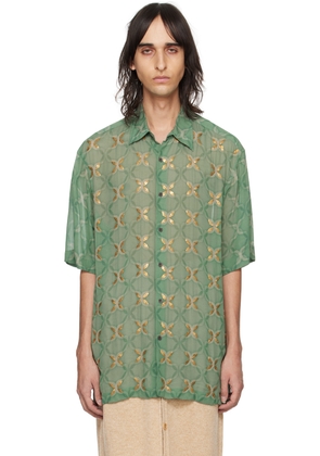 Dries Van Noten Green Sequinned Shirt