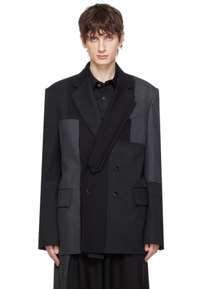 Feng Chen Wang Black Double-Breasted Blazer