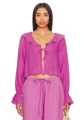 Nation LTD Camila Ruffle Tie Front Top in Pink. Size M, S, XL, XS.
