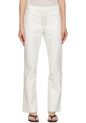 AGOLDE White Finley Leather Trousers