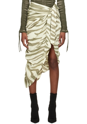 Balmain Beige & Khaki Zebra Print Midi Skirt