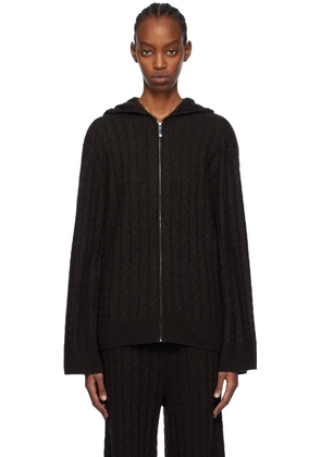 TOTEME Black Cable Knit Hoodie