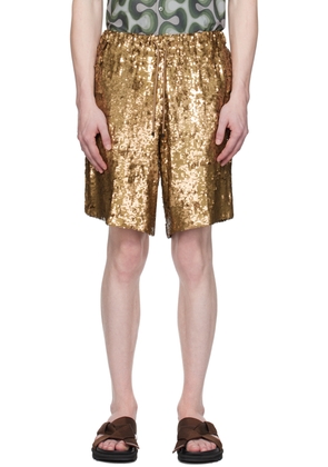 Dries Van Noten Gold Embellished Shorts